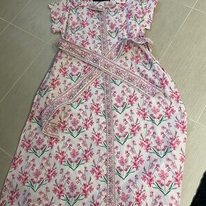 Crown & Ivy Floral Dress with Pink and Green Accents